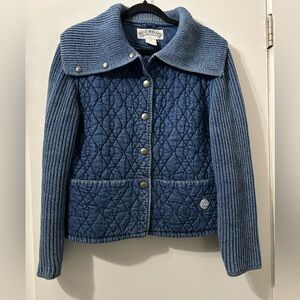 Blue Willi’s vintage sweater/jacket indigo dyed quilted
size large made Denmark